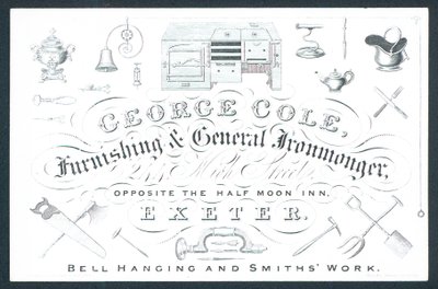 George Cole, quincaillier et ferblantier, carte de visite - English School