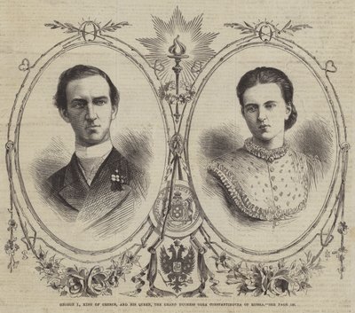 George I, Roi de Grèce, et sa Reine, la Grande-Duchesse Olga Constantinovna de Russie - English School