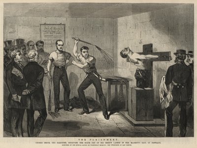 George Smith, le garrotteur, recevant le sixième de ses trente coups de fouet - English School