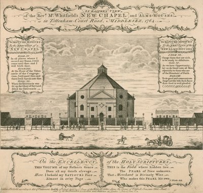 Nouvelle chapelle et maisons de charité de George Whitefield à Tottenham Court Road, Londres, 1764 - English School