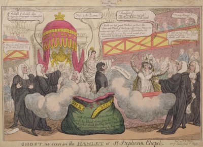 Fantôme vu dans Hamlet de la chapelle St. Stephens, pub. 1820 - English School