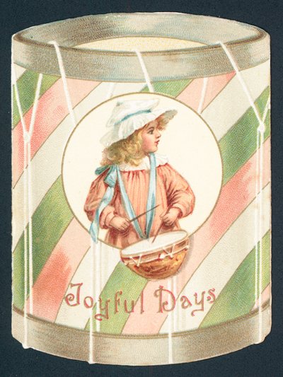 Fille jouant du tambour, Carte de Noël - English School