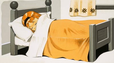 Fille endormie dans son lit - English School