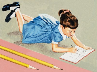 Fille dessinant - English School