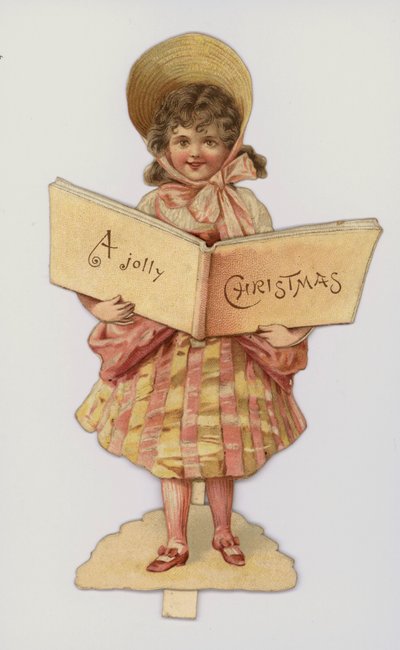 Fille tenant un livre : carte de Noël - English School
