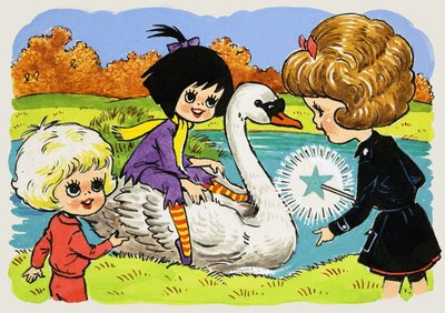 Fille sur un cygne - English School
