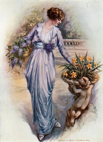 Fille cueillant des fleurs - English School