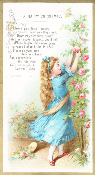 Fille cueillant des roses - English School