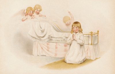 Fille priant près de son lit - English School
