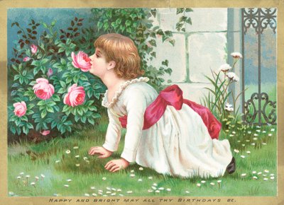 Fille sentant des fleurs, Carte d