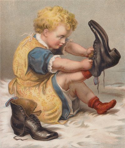 Fille essayant les bottes de sa mère - English School