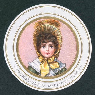 Fille portant un bonnet, carte de Noël - English School