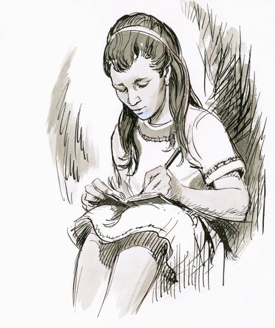 Fille écrivant - English School