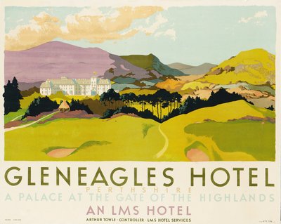 Hôtel Gleneagles, affiche publicitaire pour le LMS, 1924 - English School