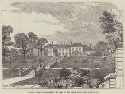 Glossop Hall, Derbyshire, la résidence de son excellence le duc de Norfolk (gravure) - English School
