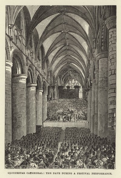 Cathédrale de Gloucester, la nef pendant une performance de festival - English School
