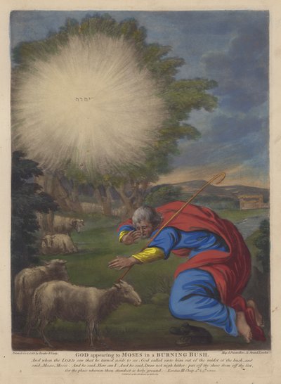Dieu apparaissant à Moïse dans un buisson ardent - English School