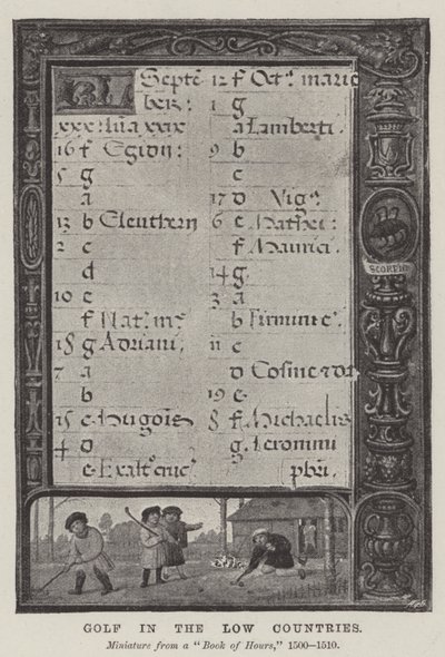 Le golf dans les Pays-Bas (gravure) - English School
