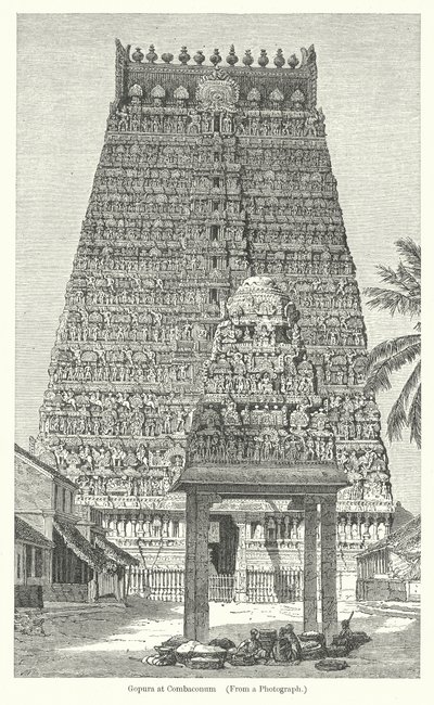 Gopura à Combaconum (gravure) - English School