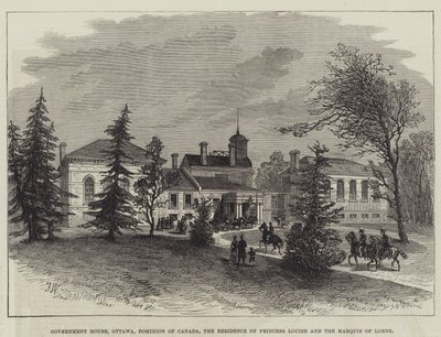 Maison du gouvernement, Ottawa, Dominion du Canada, résidence de la princesse Louise et du marquis de Lorne (gravure) - English School