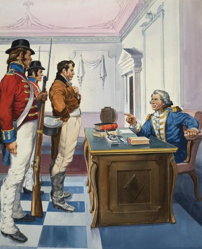 Le Gouverneur Bligh de Nouvelle-Galles du Sud arrêtant John Macarthur - English School
