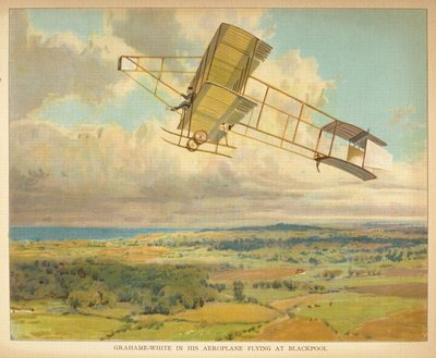 Grahame-White dans son avion volant à Blackpool, du 