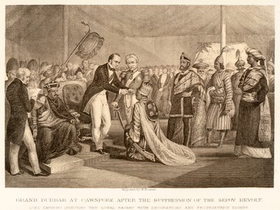Grand Durbar à Cawnpore après la répression de la révolte des Cipayes - English School