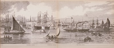 Grand Panorama de Londres, depuis la Tamise en direction de Shadwell, East India Docks et Limehouse, 1849 - English School