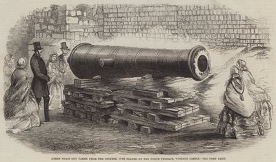 Grand canon en bronze pris aux Chinois, récemment placé sur la terrasse nord, château de Windsor - English School