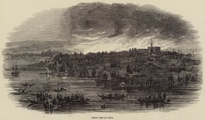 Grand incendie à Pera (gravure) - English School