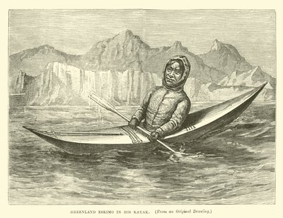 Esquimau du Groenland dans son kayak - English School