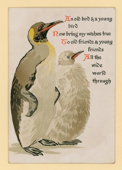 Carte de vœux, avec des pingouins - English School