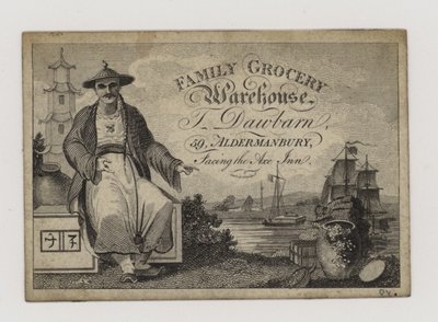 Épiciers, T Dawbarn, carte de visite - English School