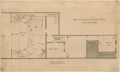 Plan du sol du Théâtre de Miss Kelly (Théâtre Royalty), Dean Street, Soho, Londres - English School