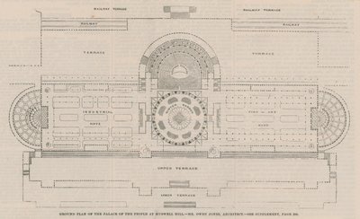 Plan du rez-de-chaussée du palais du peuple à Muswell Hill - English School