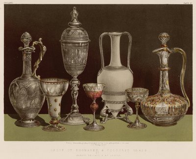 Groupe de verre gravé et coloré - English School