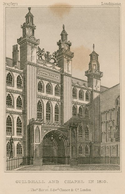 Guildhall et chapelle, Londres, en 1810 - English School