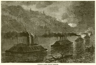 Canonnières passant devant Vicksburg - English School