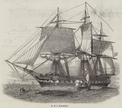HMS Maeander (gravure) - English School