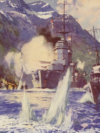 HMS Warspite au large de la côte de Norvège - English School