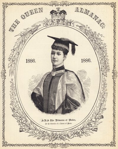 SAR la princesse de Galles, en costume de docteur en musique (gravure) - English School