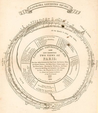 Deux vues de Paris par H A Barker, Panorama, Leicester Square, Londres - English School