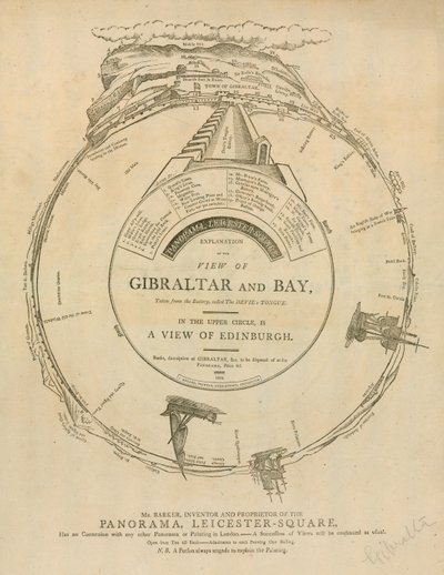 Vue de Gibraltar et de la baie, Panorama, Leicester Square, Londres par H. A. Barker - English School