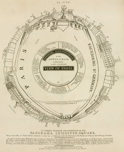 Vue de Paris, Panorama, Leicester Square, Londres par H. A. Barker - English School