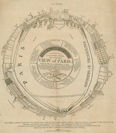 Vue de Paris par H A Barker, Panorama, Leicester Square, Londres - English School