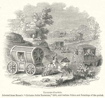 Hackney-Coaches (gravure) - English School