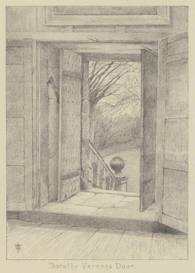 Haddon Hall, La porte de Dorothy Vernon (lithographie) - English School