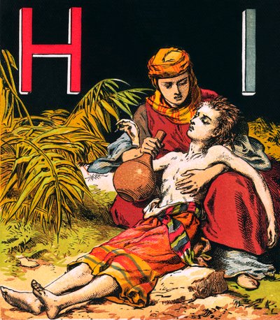 Hagar et Ismaël (lithographie couleur) - English School