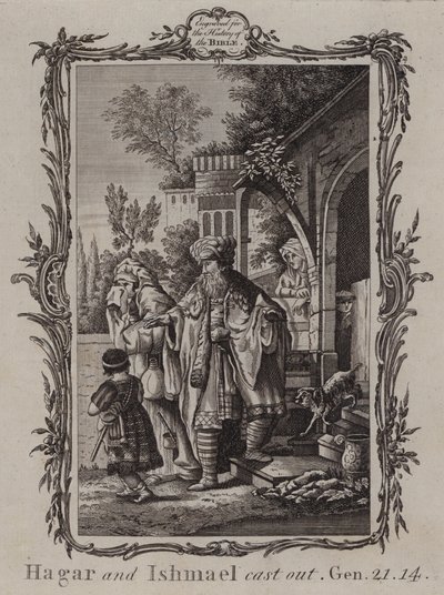 Agar et Ismaël chassés (gravure) - English School