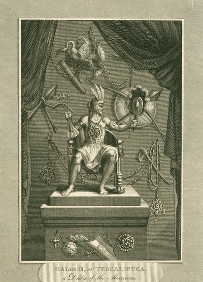 Haloch, ou Tescalipuca, une divinité des Mexicains, illustration de The World: or the present State of the Universe, par Cavendish Pelham - English School